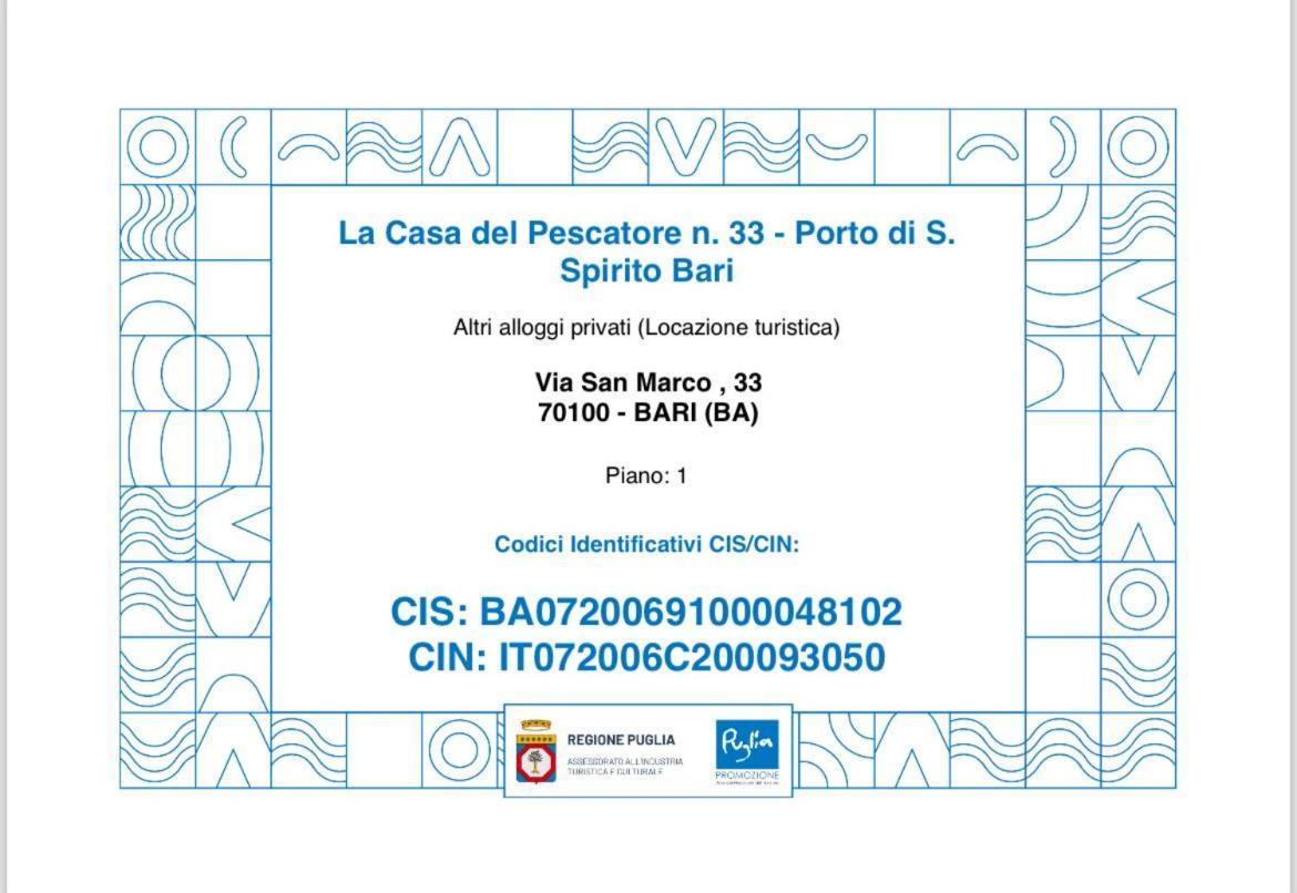 La Casa Del Pescatore N 33 - Porto Di St Spirito Бари Экстерьер фото